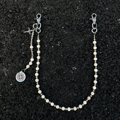 Long Ball Wallet Chains for Women White Ball Wallet Chain Beaded Wallet Chain