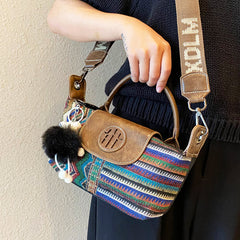 Canvas Small Boho Crossbody Bag Boho Canvas Small Handbag Embroidery Shoulder Bag - Feltify