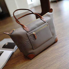 Khaki Womens Nylon Handbag Womens Nylon Shoulder Handbag Nylon Onthego Purse for Ladies