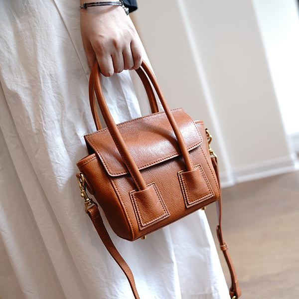 Coffee Womens Small Handbag Womens Shoulder Handbag - Stitching Detail