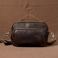 Mens Small Crossbody Bag with Handle Small Mens Crossbody Bag Brown Leather Small Crossbody Bag for Men - iwalletsmen