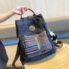 Boho Style Backpack Womens Canvas Backpack Black Gray Embroidery Vintage Boho Backpack - Feltify