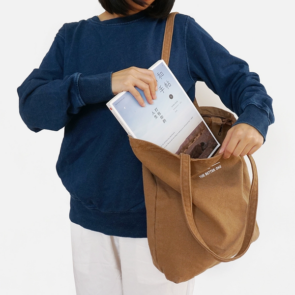 Khaki Canvas Tote Bag Canvas Handbag Womens - Back View