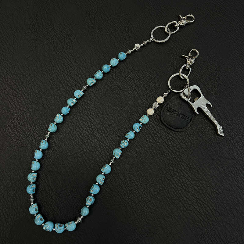 Blue Green Skull Chain for Wallet Skull - Back View