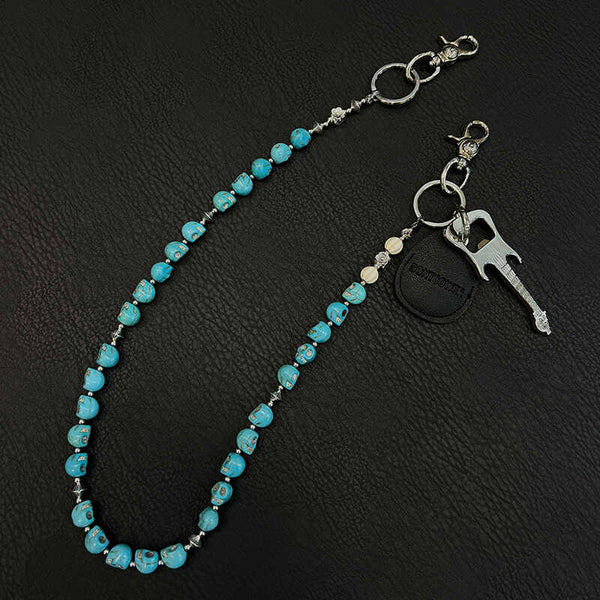 Blue Green Skull Chain for Wallet Skull - Back View