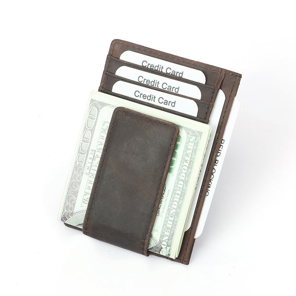 Leather Mens Wallet Cool Slim Front Pocket Wallet Money Clip for Men