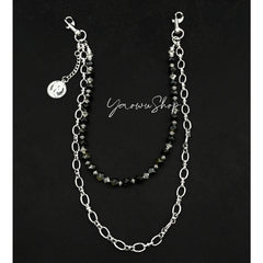 Beaded Wallet Chain Black Turquoise Stone Wallet Chain Double Wallet Chain - iChainWallets