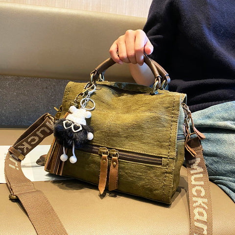 Women Convertible Canvas Crossbody Bag Handbag With Outside Pockets Canvas Convertible Backpack Shoulder Bag