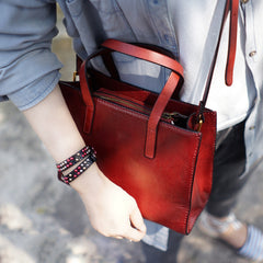 Brown Womens Leather Tote Purse Handbag Shoulder Bag Small for Women Leather Shopper Bag - EverHandmade