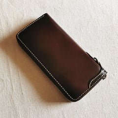 leather wallet with chain Leather Biker Wallet Leather Biker Chain Wallet Mens Vintage Biker Long Zip Wallet for Men