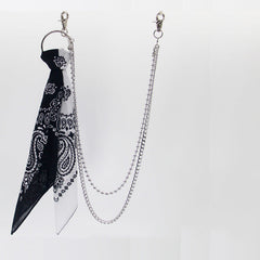Black Paisley Bandana Trousers Chain Pants Chain Biker Kerchief Headscarf Jeans Chains