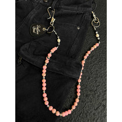 Pink Ball Wallet Chain Ball Pants Chain Turquoise Stone Beaded Wallet Chain Bead Wallet Chain - iChainWallets