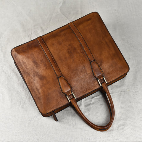 Handmade leather men vintage Briefcase messenger large vintage shoulder laptop bag vintage bag