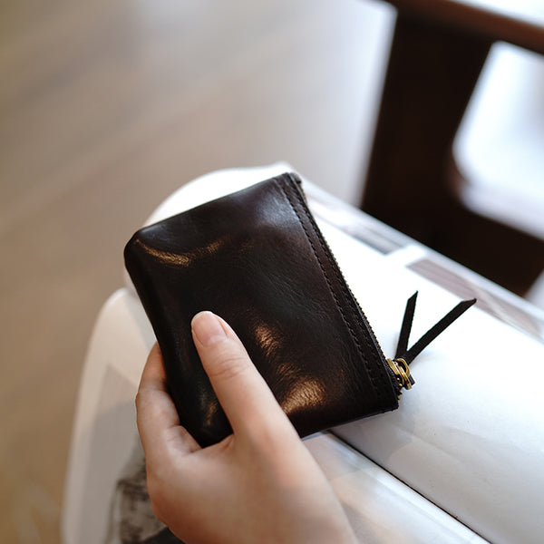 Cute Coffee Leather Womens Zipper Wallet Classic - Side View