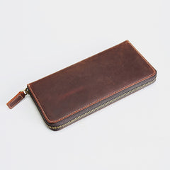 MENS LEATHER ZIPPER LONG CLUTCH Personalized WALLETs - Card Slots Detail