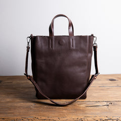 Dark Brown Leather Handbag Tote Shopper Bag Shoulder Tote Purse For Women