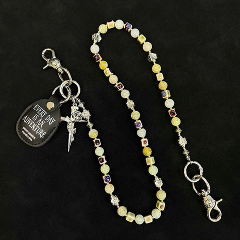 Yellow Ball Pants Chain Ball Wallet Chain Stone Beaded Wallet Chain Cross Bead Wallet Chain