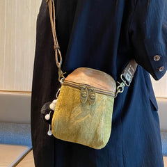 Green Canvas Vertical Shoulder Bag Canvas Crossbody Bag Phone Bag for Women - Feltify