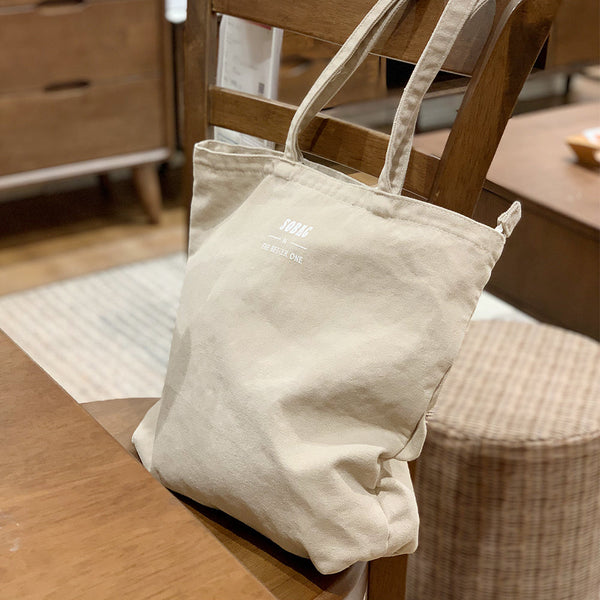 Beige Canvas Tote Bag Canvas Handbag Womens - Back View