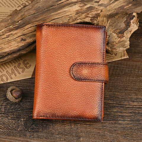 Dark Brown Vertical Leather Wallet with Buckle for Men Billfold Buckle Mens Wallets That Holds A Lot of Cards