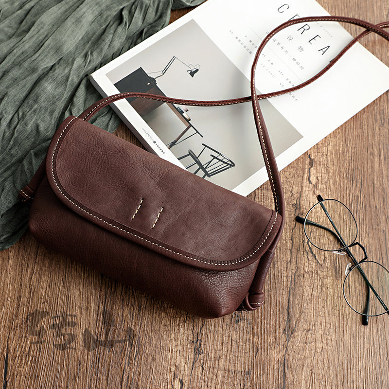 Cute Coffee Leather Small Crossbody bag for Women Leather Small Should