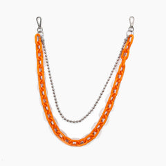 Cute Orange Jeans Chain Silver Double Layers Resin Light Wallet Chains Panties Chain For Men