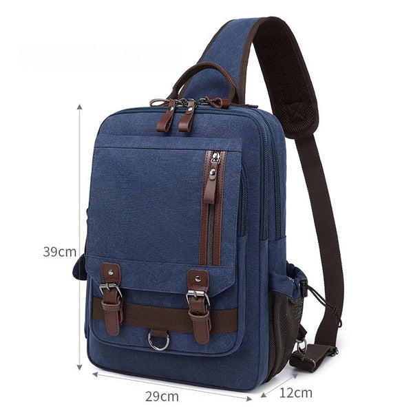 Khaki School Canvas Large Sling Bag For - Open View