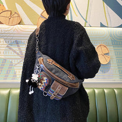 Canvas Boho Sling Bag Womens Crossbody Backpack Canvas Boho Embroidery Waist Bag - Feltify