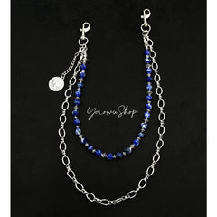 Beaded Wallet Chain Black Turquoise Stone Wallet Chain Double Wallet Chain - iChainWallets
