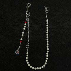 Gray Lavastone Beaded Wallet Chain Long Bead Wallet Chain for Women - iChainWallets