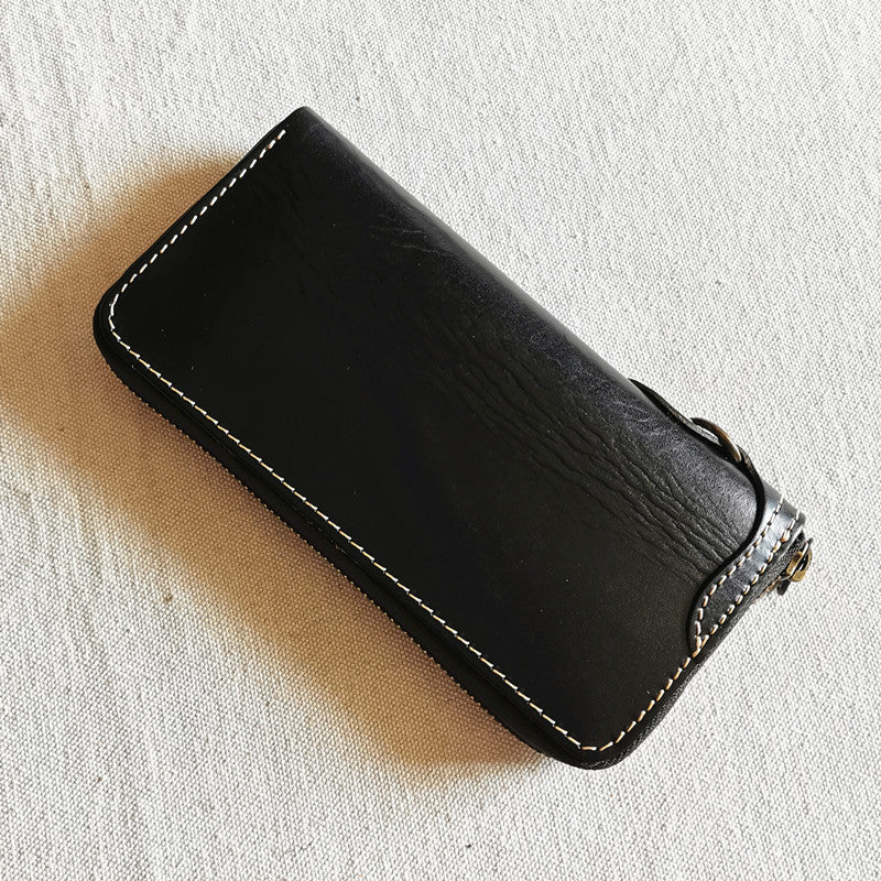 chain wallet for men​ Leather Biker Wallet Leather Biker Chain Wallet Mens Vintage Biker Long Zip Wallet for Men