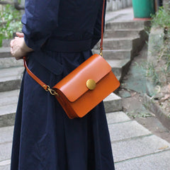 Womens Tan Leather Small Crossbody Bag Handmade Satchel Shoulder Bag for Ladies