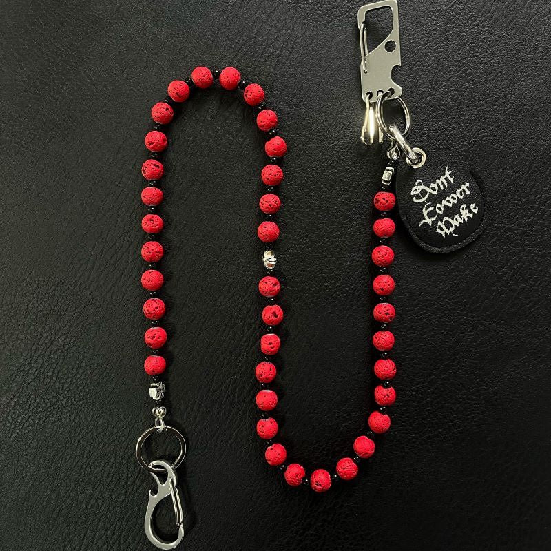 Beaded Wallet Chain Red Lavastone Beaded Pants Chain Bead Wallet Chain - iChainWallets