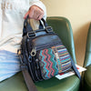 Black Gray Denim Convertible Backpack Shoulder Bag Embroidery Jean Bag Black Gray Denim HandBags Jean HandBag - Feltify