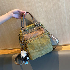 Green Canvas Convertible Crossbody Bag Canvas Handbag Canvas Convertible Backpack Shoulder Bag - Feltify