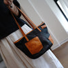 Vintage Coffee Leather Stitching Style Shoulder Tote Women Tote Handbag for Women