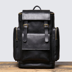 Black Mens Large Leather Backpack - iwalletsmen