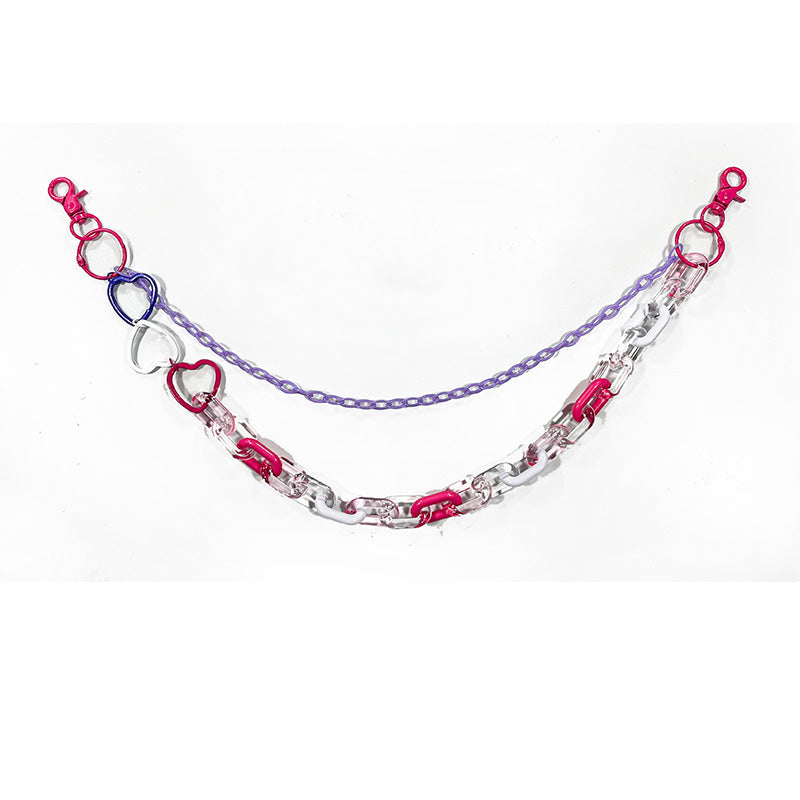 Cute Womens Fluorescein Plastics Jeans Chain Colorful - Card Slots Detail