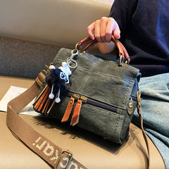 Dark Green Convertible Canvas Handbag Crossbody Bag With Outside Pockets Canvas Convertible Backpack Shoulder Bag - Feltify