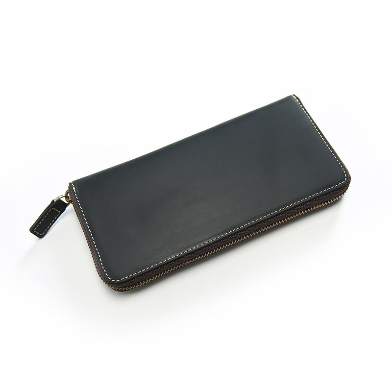 MENS Vintage Brown LEATHER ZIPPER LONG CLUTCH Personalized WALLETs ZIPPER VINTAGE LONG WALLET FOR MEN