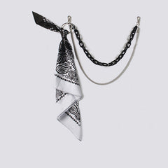 White Paisley Bandana Resin Trousers Chain Pants Chain Biker Kerchief Headscarf Jeans Chains