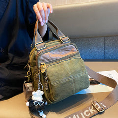 Green Canvas Convertible Crossbody Bag Canvas Handbag Canvas Convertible Backpack Shoulder Bag - Feltify