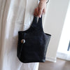 Vintage Coffee Leather Small Bucket Handbag Women Handmade Small Barrel Bag for Women