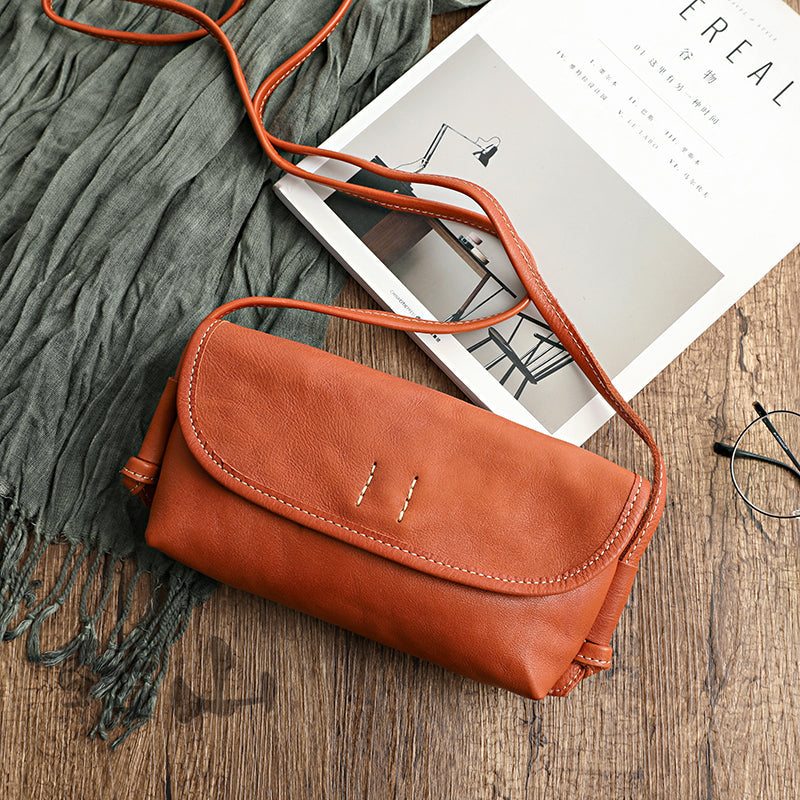 Cute Tan Leather Small Crossbody bag for Women Leather Small Shoulder Bag for Women