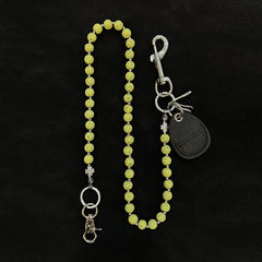 Lemon Green Beaded Wallet Chain Beaded Pants Chain Lavastone Bead Wallet Chain - iChainWallets