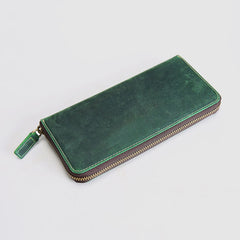 MENS LEATHER ZIPPER LONG CLUTCH Personalized WALLETs - Stitching Detail
