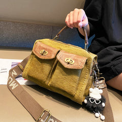 Lighter Green Canvas Convertible Backpack Shoulder Bag Canvas Convertible Handbag Crossbody Bag With outside Pockets - Feltify