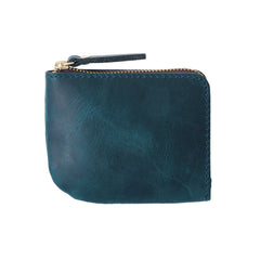 Blue Small L Zip Wallet Women Leather Mini Zip Wallet L Shape Zipper wallet for Men - iwalletsmen