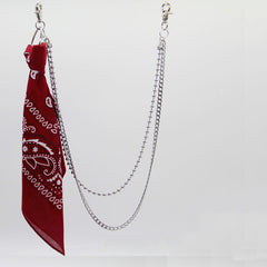 Wine Paisley Bandana Trousers Chain Pants Chain Biker Kerchief Headscarf Jeans Chains