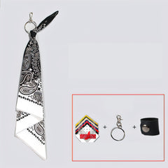 Black&White Paisley Bandana Pants Chain Kerchief Trousers Chain Biker Headscarf Jeans Chain Pants Chain